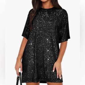 NWT Cato Black and Silver Sequin Mini Dress